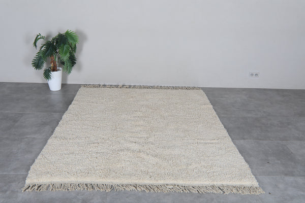 Cream Moroccan shag rug 6.2x7.4 ft - Handmade wool Berber carpet
