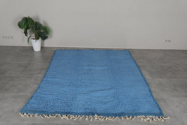 Blue Moroccan shag rug 6x8.2 ft - Handmade wool Berber carpet