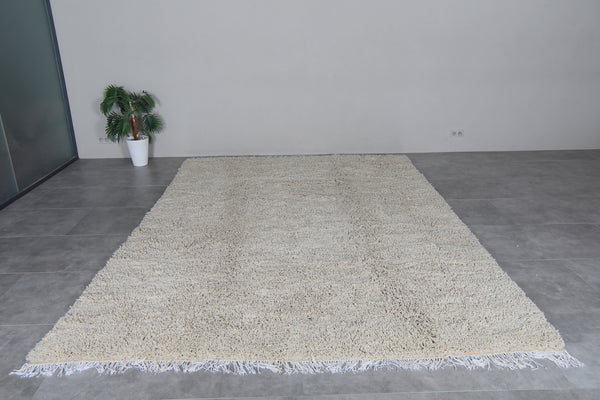 Beige Moroccan shag rug 8.4x12.1 ft - Handmade wool Berber carpet