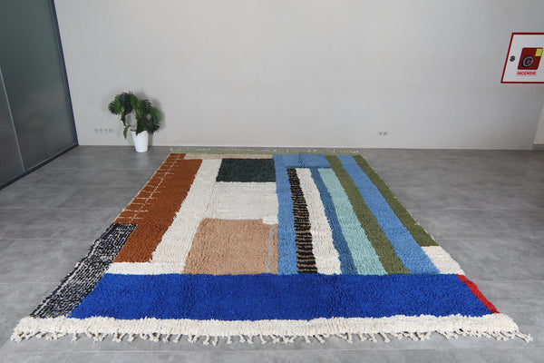 Colorful Moroccan shag rug 8.9x12 ft - Handmade wool Berber carpet