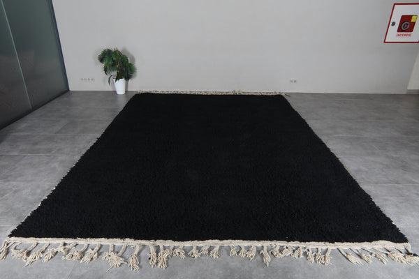 Black Moroccan shag rug 9.4x13.2 ft - Handmade wool Berber carpet