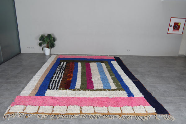 Colorful Moroccan shag rug 9x12 ft - Handmade wool Berber carpet