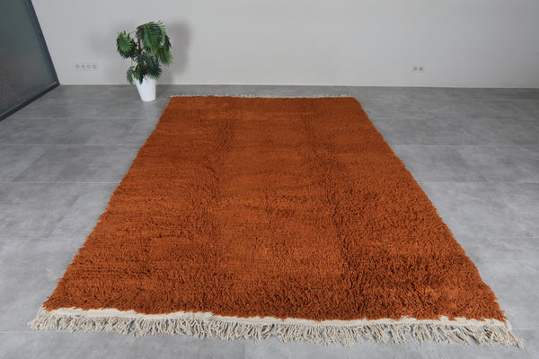 Brown moroccan wool rug 7 x 9.6 ft – Handmade shag area rug – Vintage berber tribal carpet