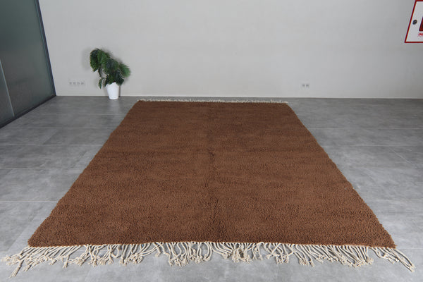 Brown Moroccan shag rug 8.4x11.7 ft - Handmade wool Berber carpet