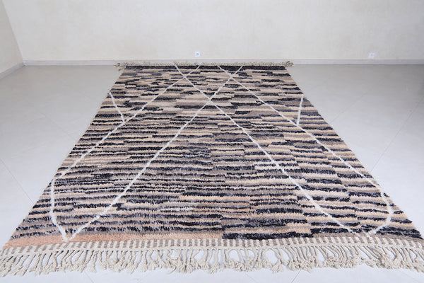 Custom light brown & black patterned Moroccan rug – Handcrafted wool area rug