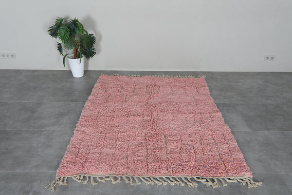 Pink Moroccan shag rug 5.2x6.6 ft - Handmade wool Berber carpet