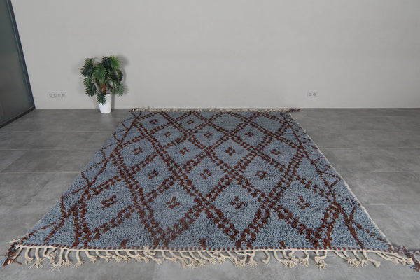 Handmade Moroccan Wool Rug - Light Blue Area Rug - Custom size
