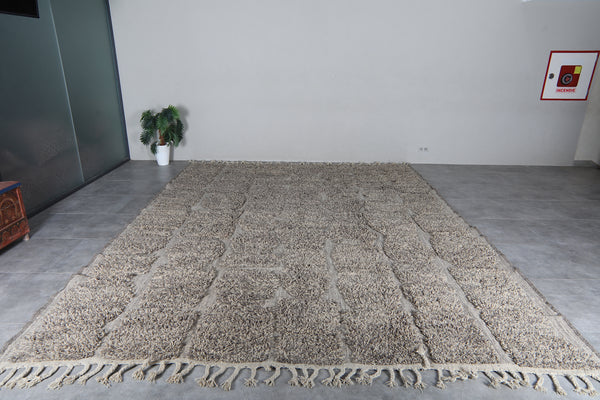 Stone Gray Moroccan Rug - Textured Geometric Beni Ourain Wool Rug - Custom size