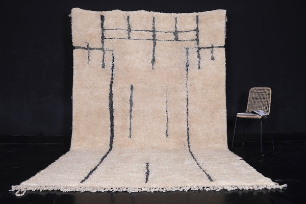 Cream Moroccan rug with black stripes - Custom sizes