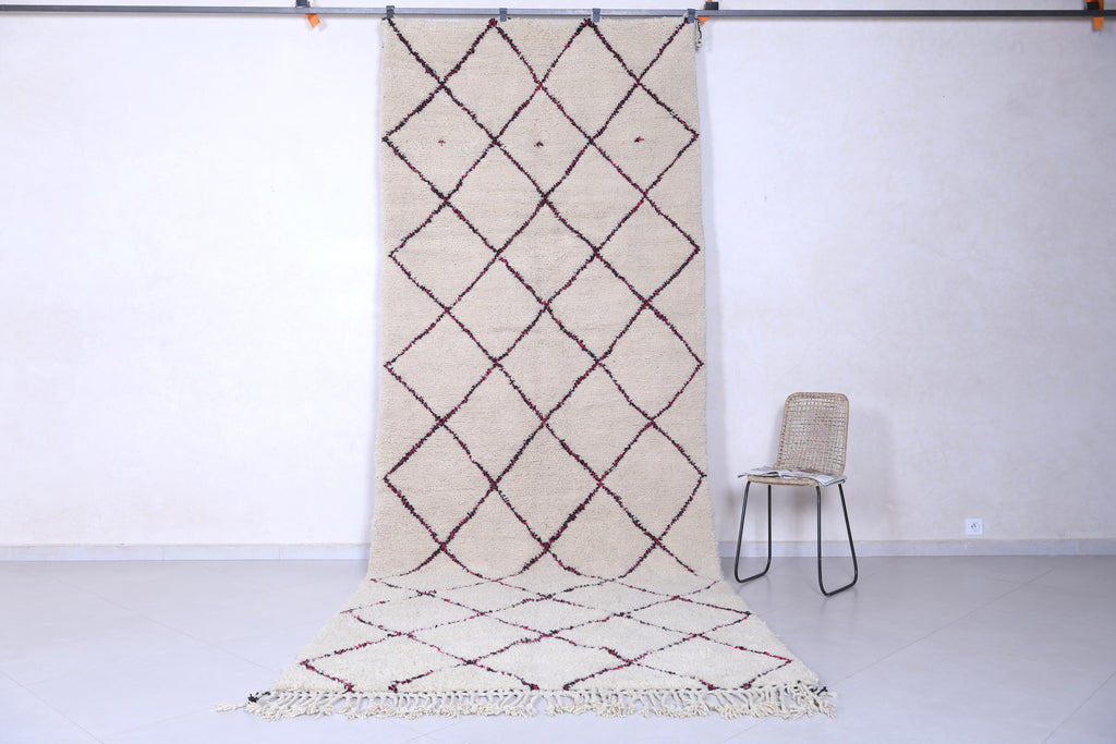 Moroccan custom beni ourain rug - Cream wool with diamond design