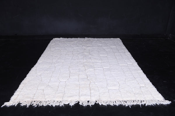 White custom Moroccan rug with subtle geometric design