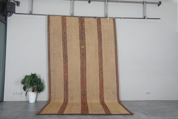 Tuareg rug - Beige handwoven tribal mat - 7.3 FT X 13.1 FT