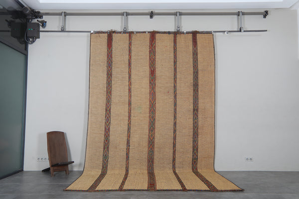 Large tuareg tug - Beige handwoven desert mat - 8.6 FT X 14 FT