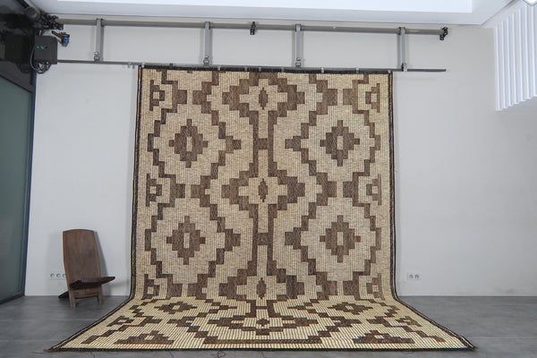 Tuareg mat rug - Handwoven tribal design - 10.2 ft X 14.9 ft