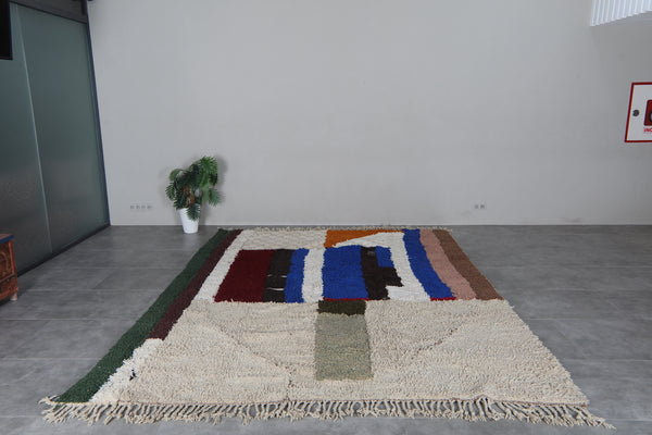 Colorful Moroccan Berber Rug 9 x 12 ft – Handmade Wool Tribal Area Rug