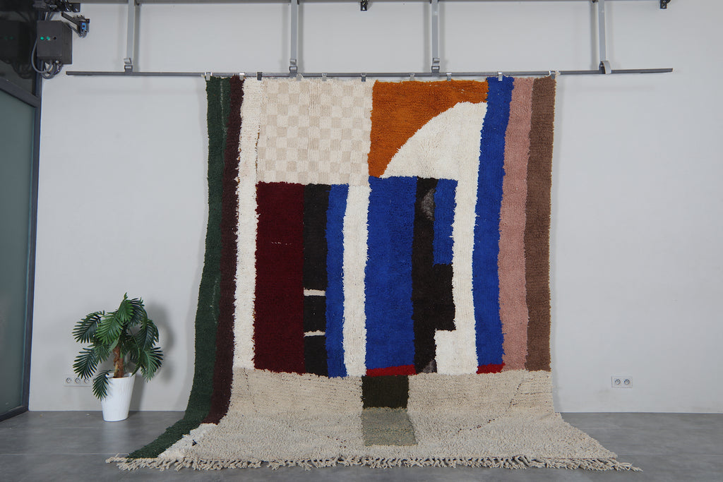 Colorful Moroccan Berber Rug 9 x 12 ft – Handmade Wool Tribal Area Rug