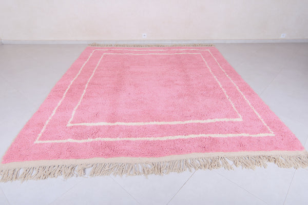 Custom pink moroccan rug with white patterns