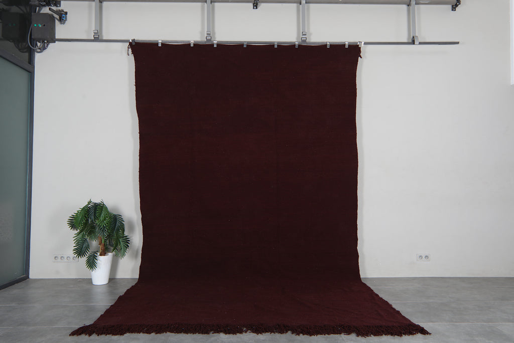 Burgundy Moroccan Kilim rug 8.3x14 ft - Handmade wool Berber carpet