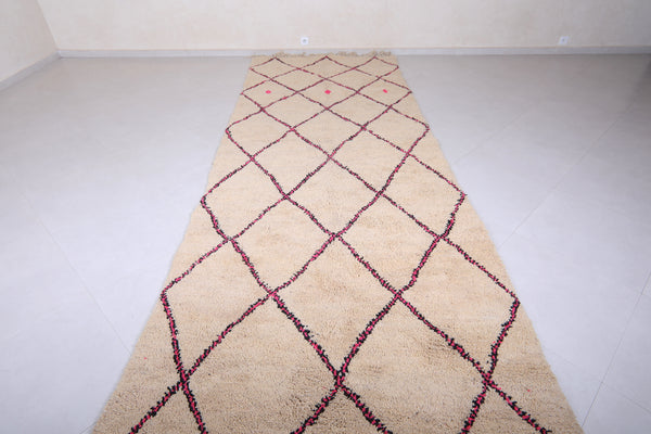 Moroccan beni ourain runner - Custom beige rug with diamond pattern