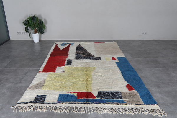 Multicolor Moroccan Rug 6.5 x 10.6 feet – Abstract Wool Shag Rug