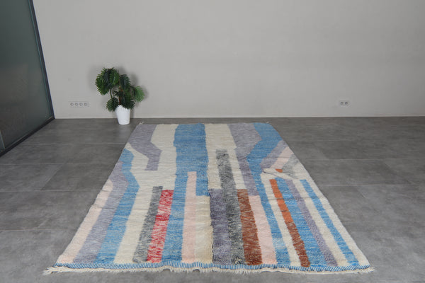 Blue and Lavender Moroccan Rug 6.7 x 9.7 feet – Abstract Wool Shag Rug