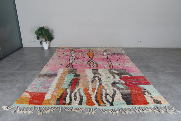Colorful Moroccan Rug 8.1 x 11.7 feet – Abstract Wool Shag Rug