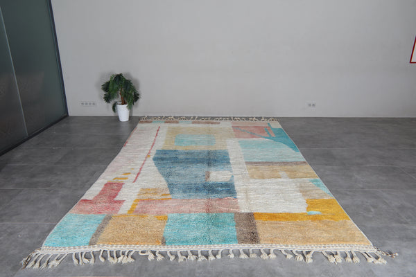Abstract Moroccan Rug 8 x 11.6 feet – Pastel Wool Shag Rug