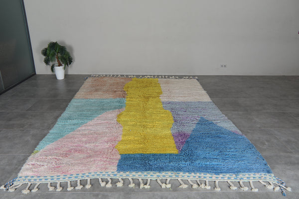 Color Block Moroccan Rug 8.1 x 11.8 feet – Abstract Wool Shag Rug
