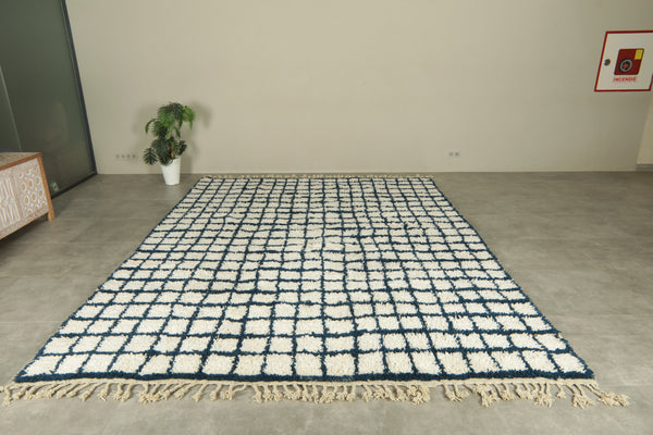 Moroccan checkered rug - Navy blue & cream - Custom size