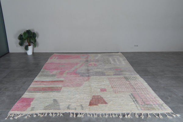 Pink Moroccan Rug 8 x 11.1 feet - Pastel Berber Carpet