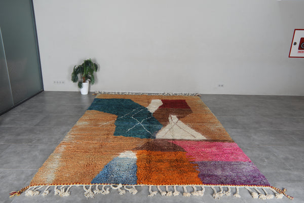 Brown Moroccan Rug 8.2 x 11.4 feet – Abstract Wool Shag Rug