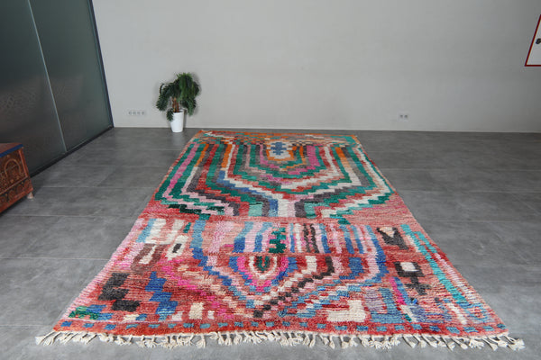 Colorful Moroccan Rug 7.8 x 12.5 feet – Geometric Wool Shag Rug