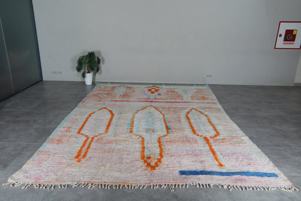 Pastel Moroccan Rug 9.3 x 12.9 feet – Abstract Wool Shag Rug