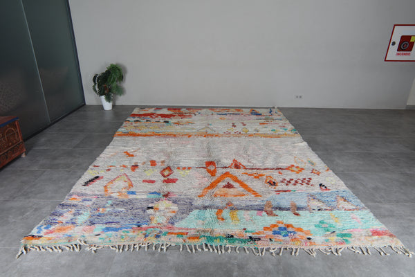 Colorful Moroccan Rug 9.2 x 12.7 feet – Abstract Wool Shag Rug