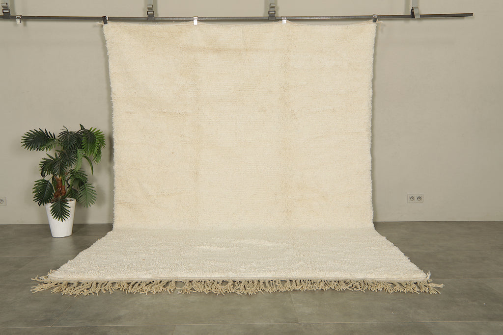 Handmade cream Moroccan wool rug - 8 FT Х 10.8 FT