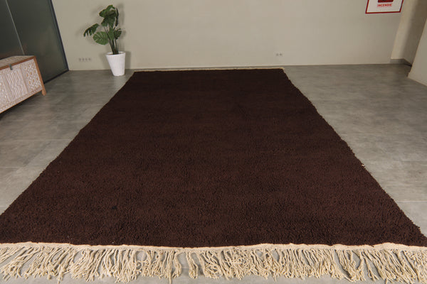 Deep brown Moroccan rug - Handwoven wool - 9.8 FT Х 16 FT