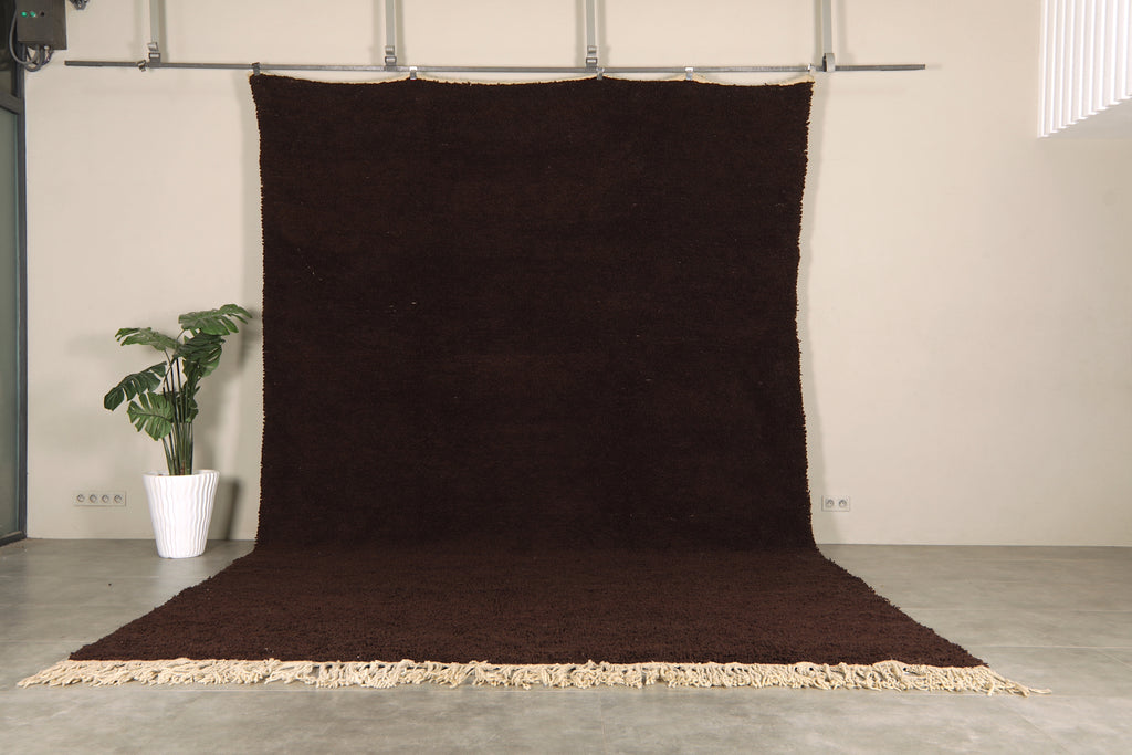 Deep brown Moroccan rug - Handwoven wool - 9.8 FT Х 16 FT