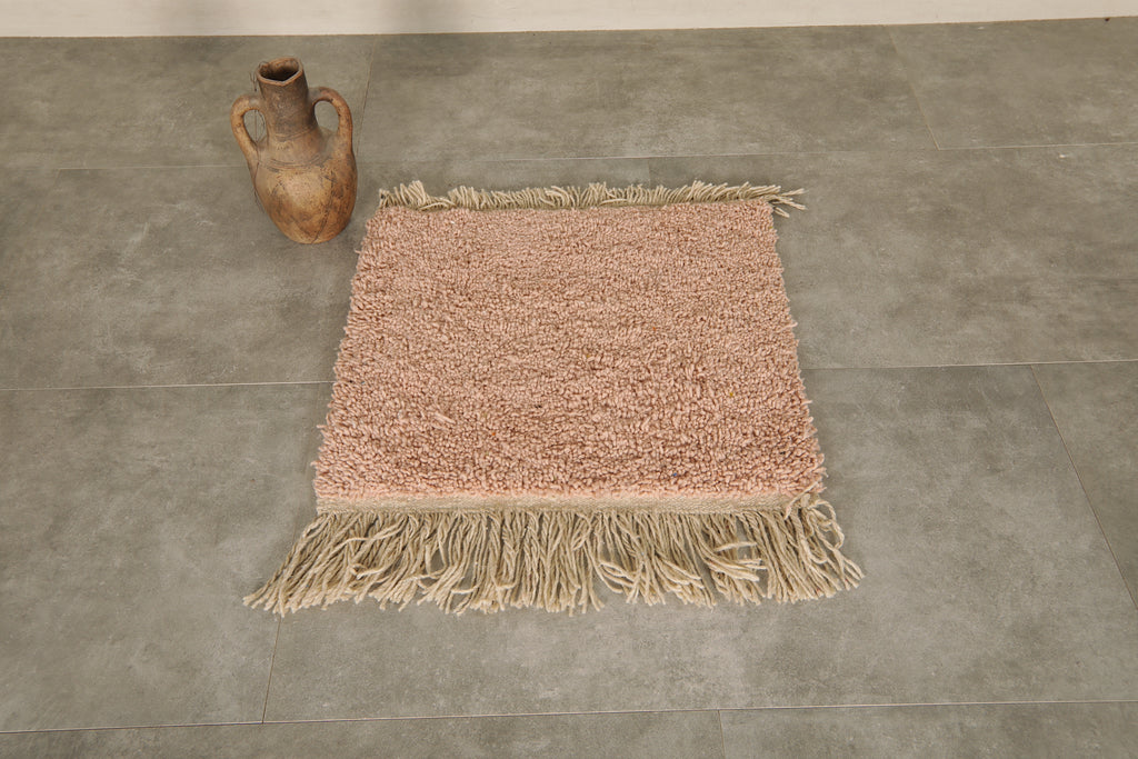 Blush pink small Moroccan rug – Handwoven boho - 2.5 feet x 2.3 feet