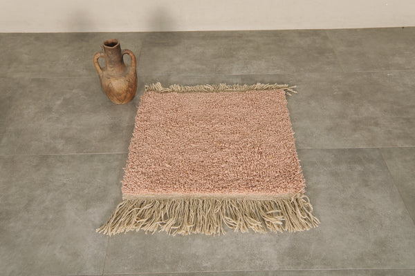 Blush pink small Moroccan rug – Handwoven boho - 2.5 feet x 2.3 feet