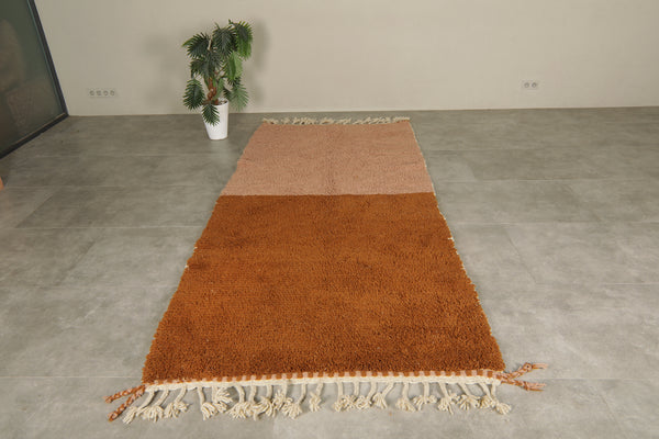 Peach & brown wool rug - Handwoven modern design - 4.6 FT Х 10.2 FT