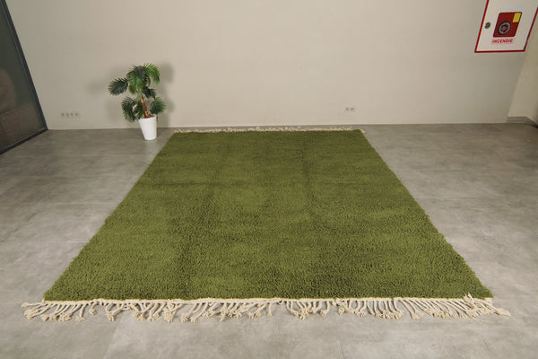 Handmade olive green Moroccan rug - Minimalist berber style - 8.6 FT Х 10.3 FT