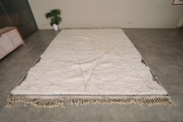 Beni ourain rug - Authentic Moroccan wool in cream - 9.4 FT Х 11.8 FT