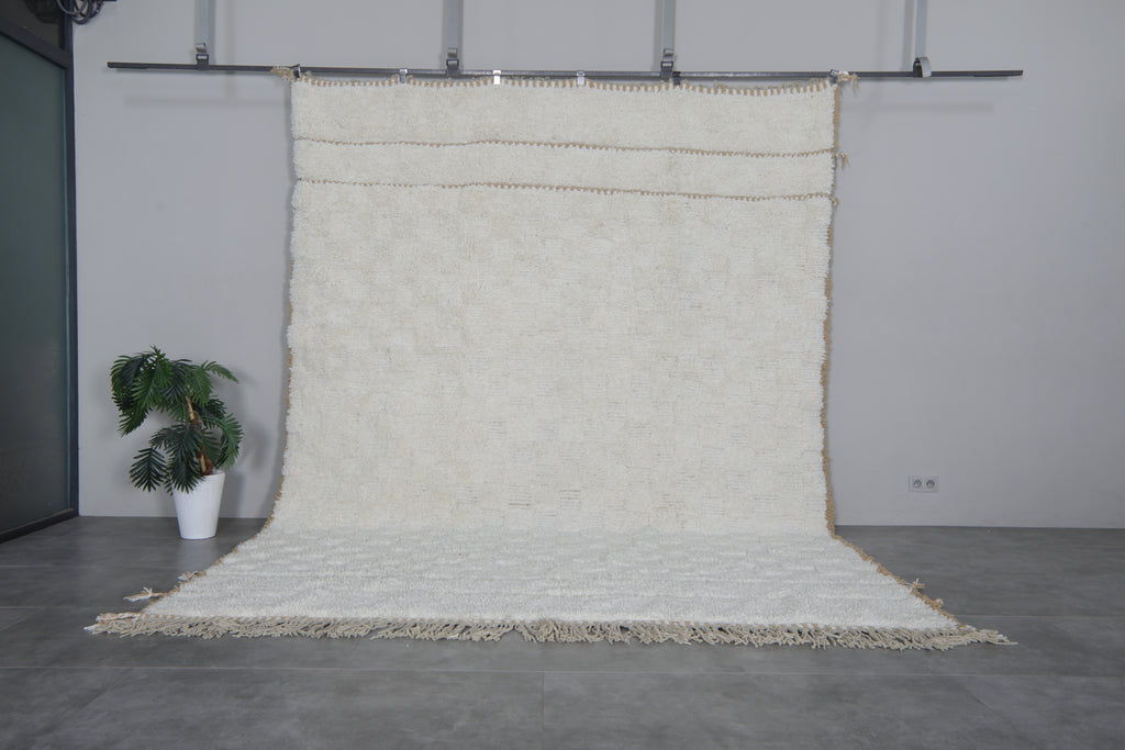 Custom cream wool area rug - Handwoven minimalist design