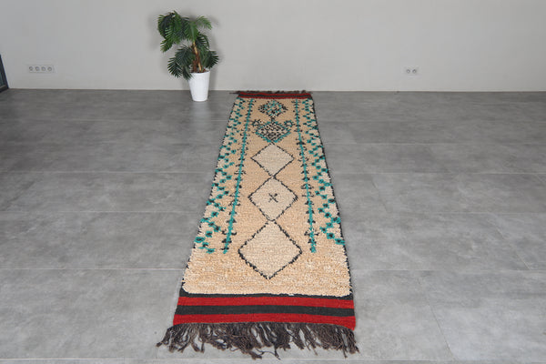 Handmade Moroccan geometric runner rug - 2.7 FT X 12.2 FT