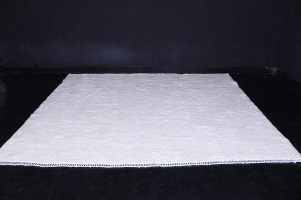 Minimalist Moroccan white rug - Custom wool carpet