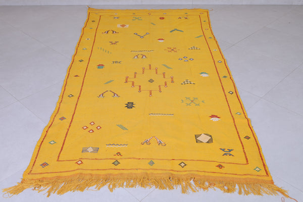 Kilim rug - Moroccan yellow flat woven rug - Handmade rug
