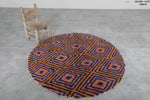 Round Moroccan Wool Rug – 5 ft | Vibrant Geometric Pattern