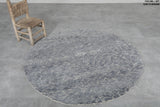 5 ft Round Moroccan Wool Rug – Soft Gray Tone