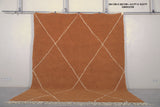 Brown Custom Moroccan Rug with White Striped Pattern