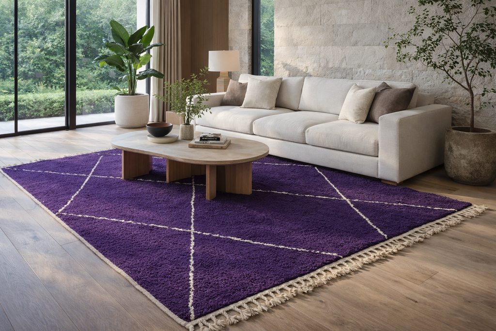 Purple trellis Moroccan rug – Custom sizes available